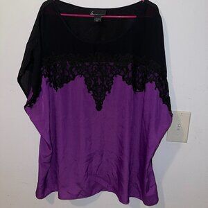 Lane Bryant Plus Size Purple and Black Lace Top 24/26